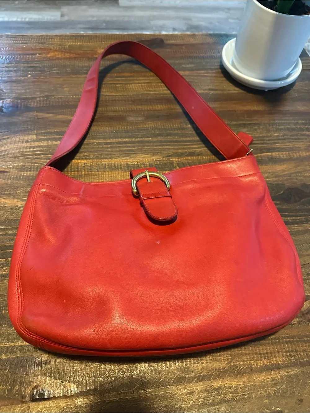 Vintage Coach Eldridge Hobo 4166 Red Leather Shoulder Bag 1997 USA